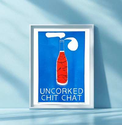 Uncorked Chit-chat riso print framed mockup by Vital Courage | IT'S FFFRESH Lisbon Portugal