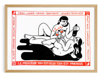 Vin Partagé — riso print illustration by Júlia da Costa | IT'S FFFRESH Lisbon Portugal