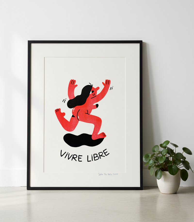 Vivre Libre riso print framed mockup by Júlia da Costa | IT'S FFFRESH Lisbon Portugal