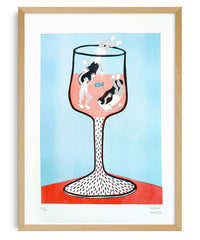 Wine glass shape of water - IT'S FFFRESH Riso prints