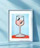 Wine Glass Shape of Water by Wolkje — limited edition riso print, signed & numbered