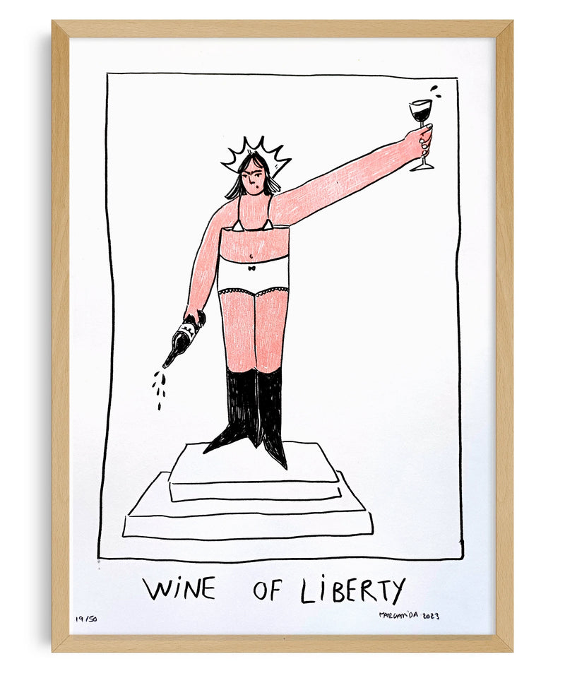 Wine of Liberty — riso print illustration by Margazida | IT'S FFFRESH Lisbon Portugal