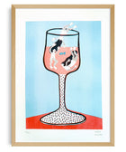 Wine Glass Shape of Water — riso print illustration by Wolkje | IT'S FFFRESH Lisbon Portugal